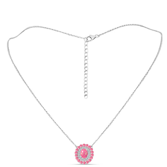 Ezüst Nyaklánc Rózsaszínű Opállal és Fehér Topázzal