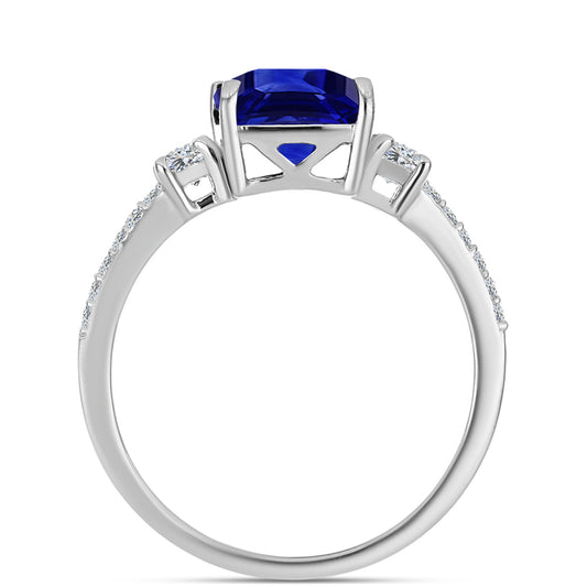 Ezüst Gyűrű Ausztrál Kék Zafírral és Fehér Topázzal