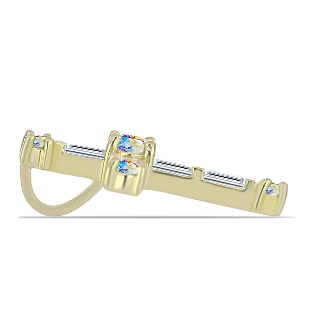 Kereszt Arannyal Bevont Ezüst Medál Jég Moissanite-tel és Fehér Cirkónnal 2 