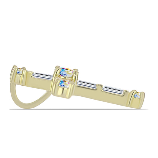 Kereszt Arannyal Bevont Ezüst Medál Jég Moissanite-tel és Fehér Cirkónnal