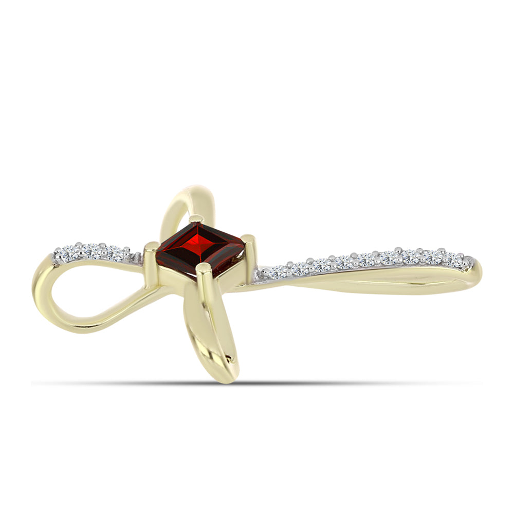 Kereszt Arannyal Bevont Ezüst Medál Barton Gránáttal és Fehér Topázzal 2 