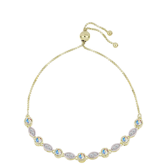 Arannyal Bevont Ezüst Karkötő Jég Moissanite-tel és Fehér Topázzal