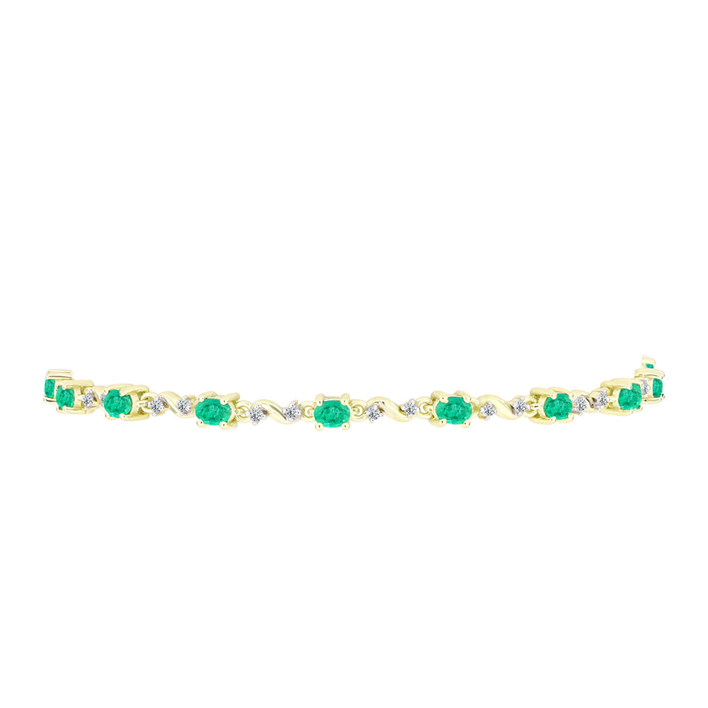 Arannyal Bevont Ezüst Karkötő Kolumbiai Smaragddal és Fehér Gyémánttal 2 