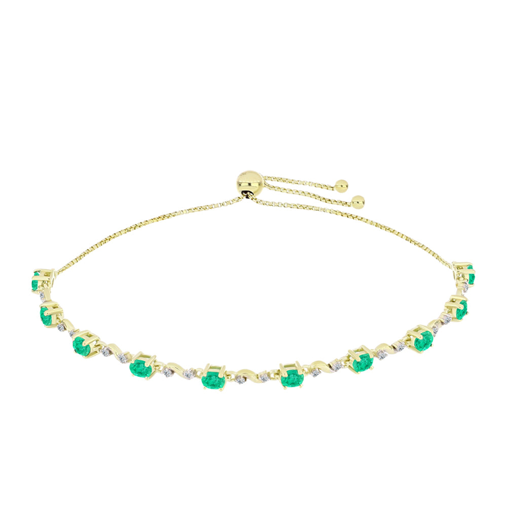 Arannyal Bevont Ezüst Karkötő Kolumbiai Smaragddal és Fehér Gyémánttal