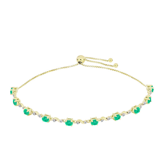 Arannyal Bevont Ezüst Karkötő Kolumbiai Smaragddal és Fehér Gyémánttal