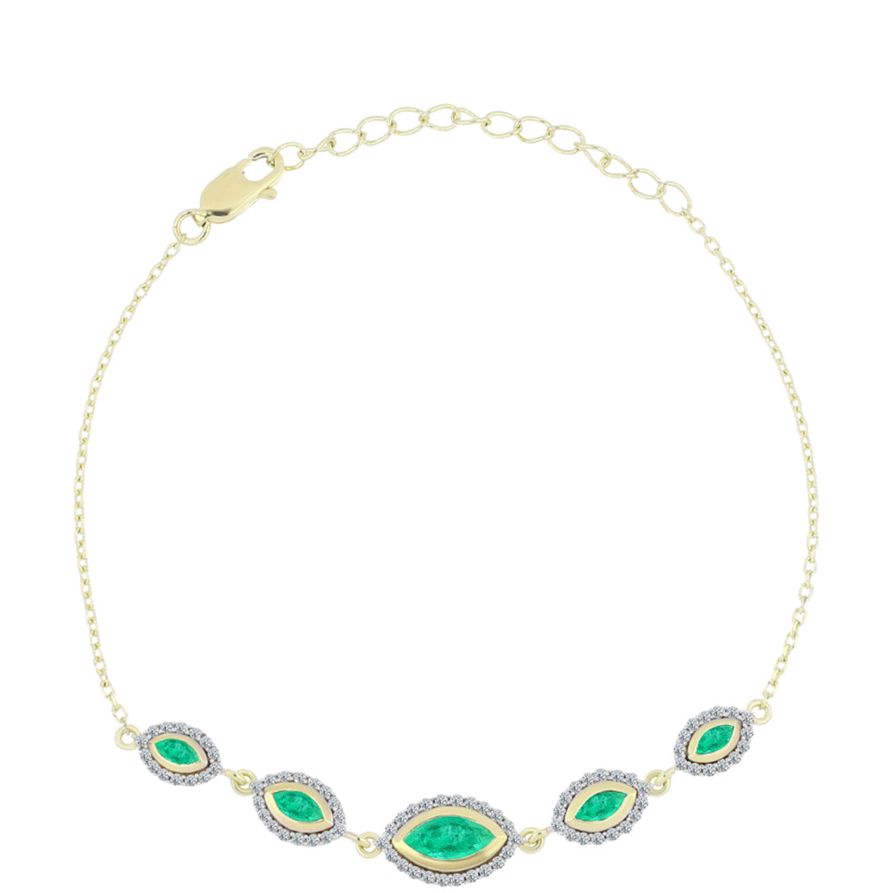 Arannyal Bevont Ezüst Karkötő Kolumbiai Smaragddal és Fehér Gyémánttal 1 