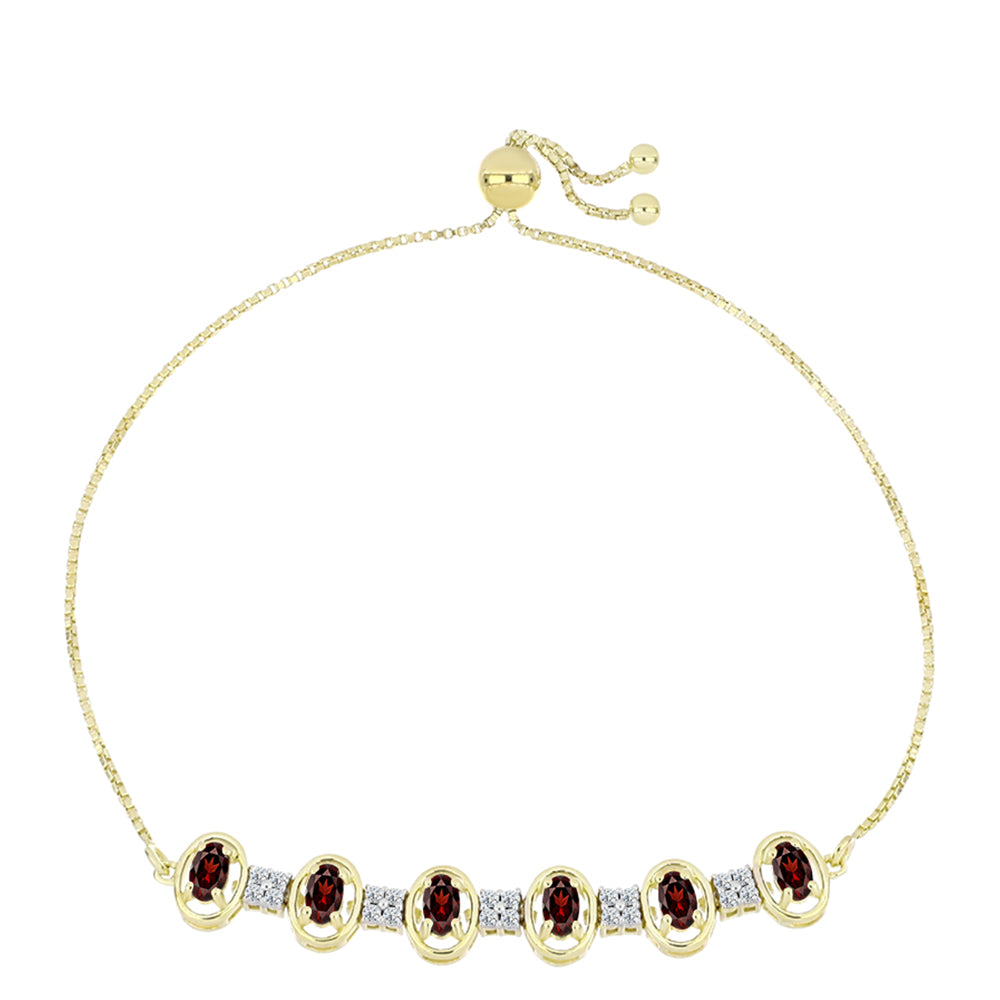 Arannyal Bevont Ezüst Karkötő Barton Gránáttal és Fehér Topázzal 1 
