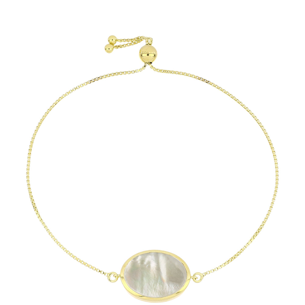 Arannyal Bevont Ezüst Karkötő Gyöngyházzal