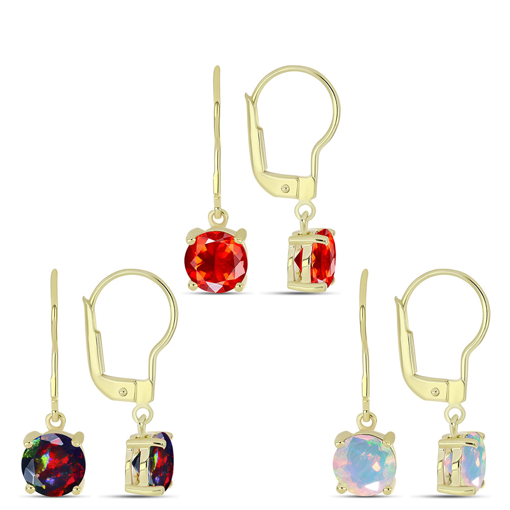 Arannyal Bevont Ezüst Szett Etiópiai Vörös Opállal és Lega Dembi Éjfekete Etiópiai Opállal ( Fülbevaló )