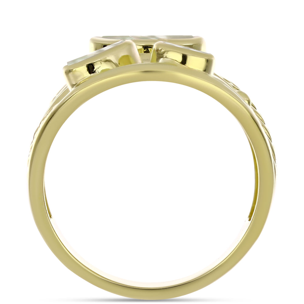 Arannyal Bevont Ezüst Gyűrű Gyöngyházzal 2 