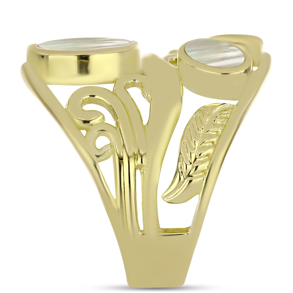 Arannyal Bevont Ezüst Gyűrű Gyöngyházzal