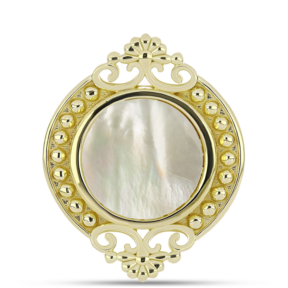 Arannyal Bevont Ezüst Gyűrű Gyöngyházzal 1 