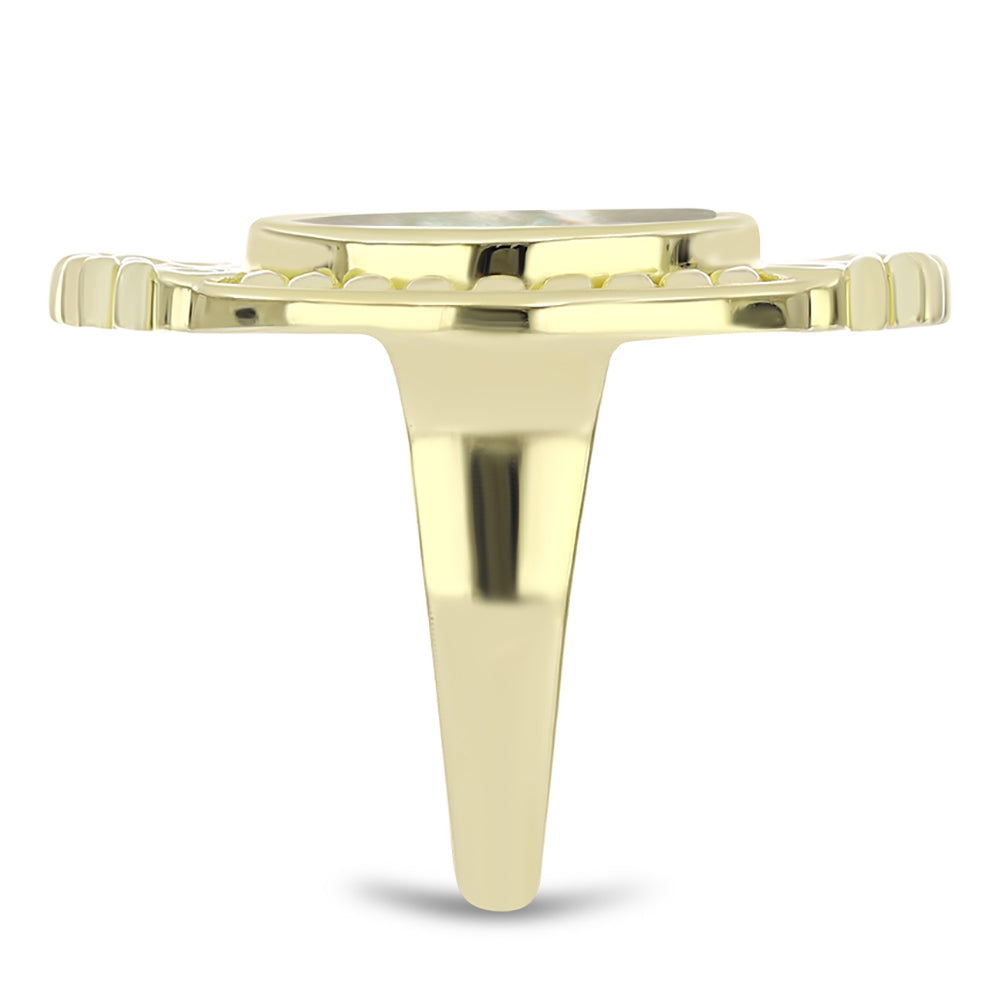 Arannyal Bevont Ezüst Gyűrű Gyöngyházzal 4 