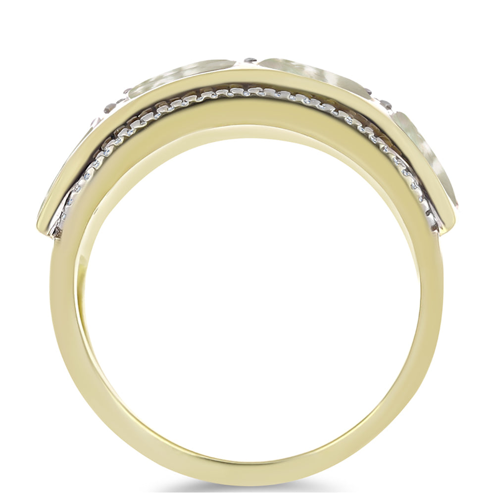 Arannyal Bevont Ezüst Gyűrű Gyöngyházzal és Fehér Topázzal