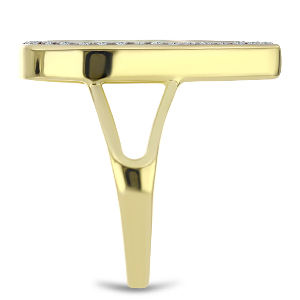 Arannyal Bevont Ezüst Gyűrű Gyöngyházzal és Fehér Topázzal