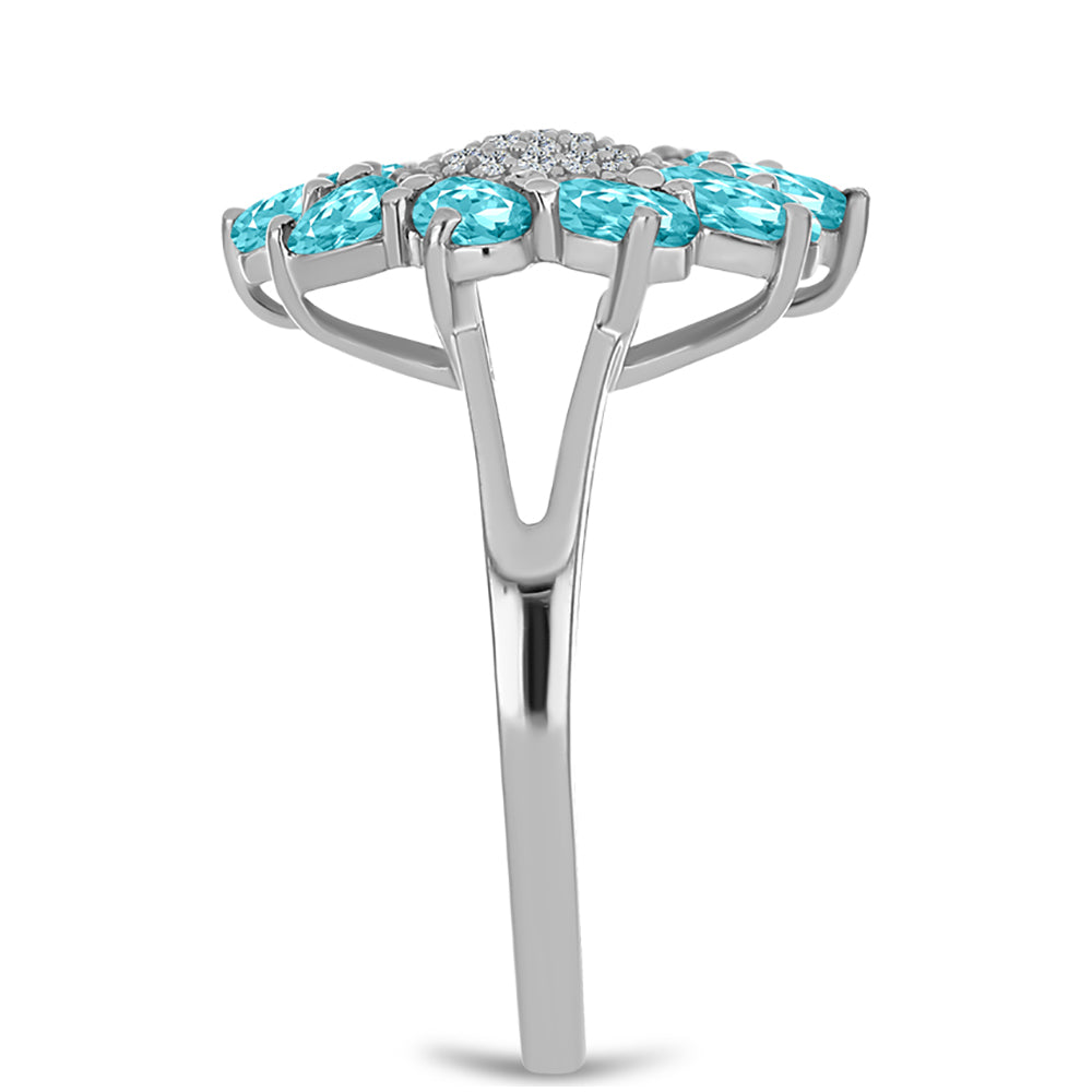 Ezüst Gyűrű Paraiba Kvarccal és Fehér Topázzal