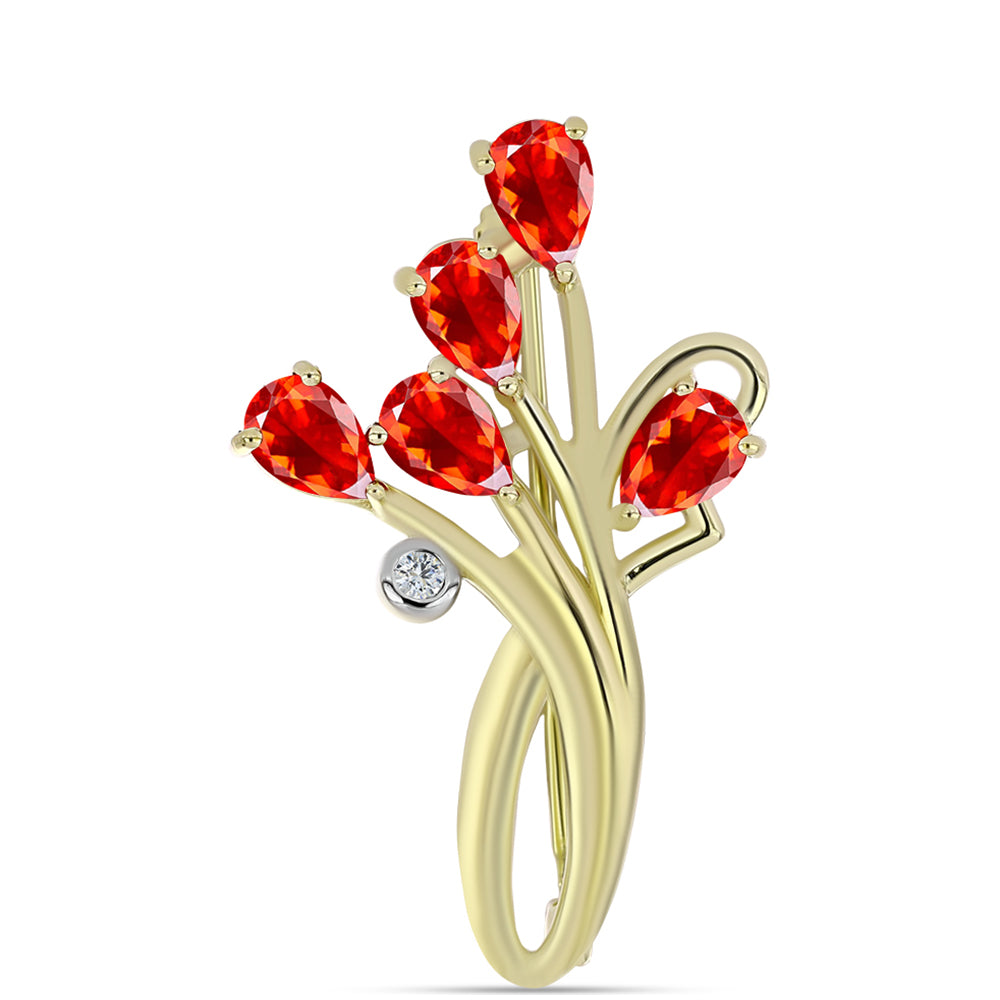 Arannyal Bevont Ezüst Bross Etiópiai Vörös Opállal és Fehér Topázzal 1 