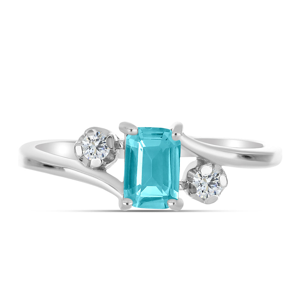 Ezüst Gyűrű Paraiba Kvarccal és Fehér Topázzal