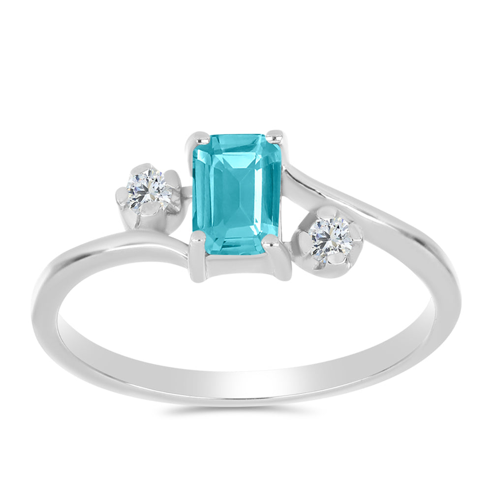 Ezüst Gyűrű Paraiba Kvarccal és Fehér Topázzal 3 