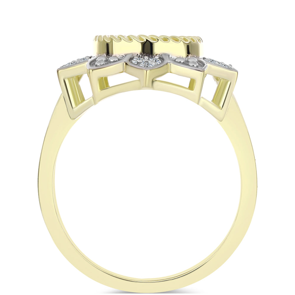 Arannyal Bevont Ezüst Gyűrű Gyöngyházzal és Fehér Topázzal