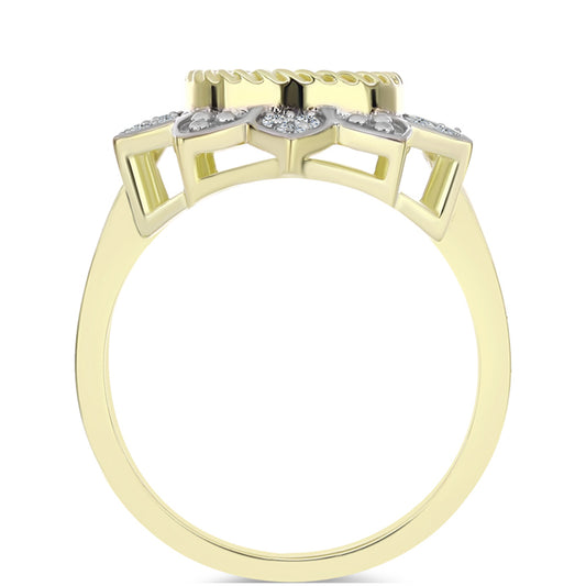 Arannyal Bevont Ezüst Gyűrű Gyöngyházzal és Fehér Topázzal