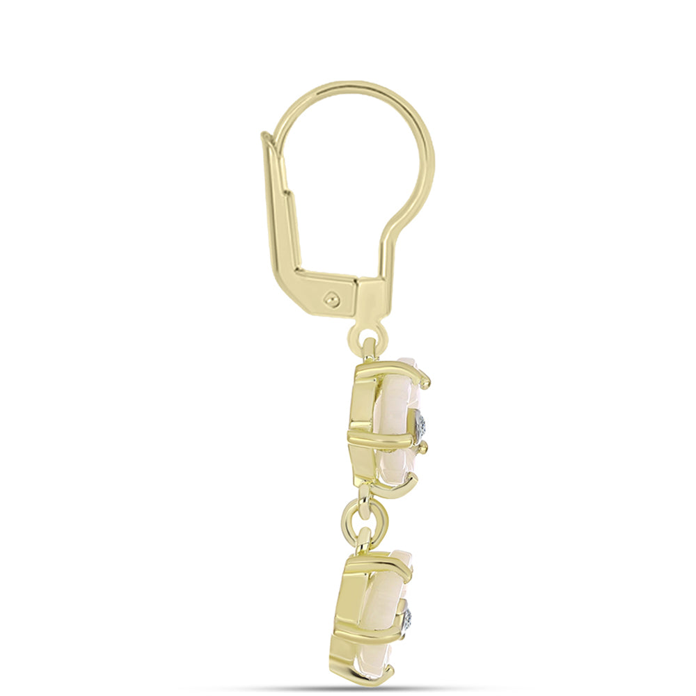 Arannyal Bevont Ezüst Fülbevaló Gyöngyházzal és Fehér Topázzal 2 