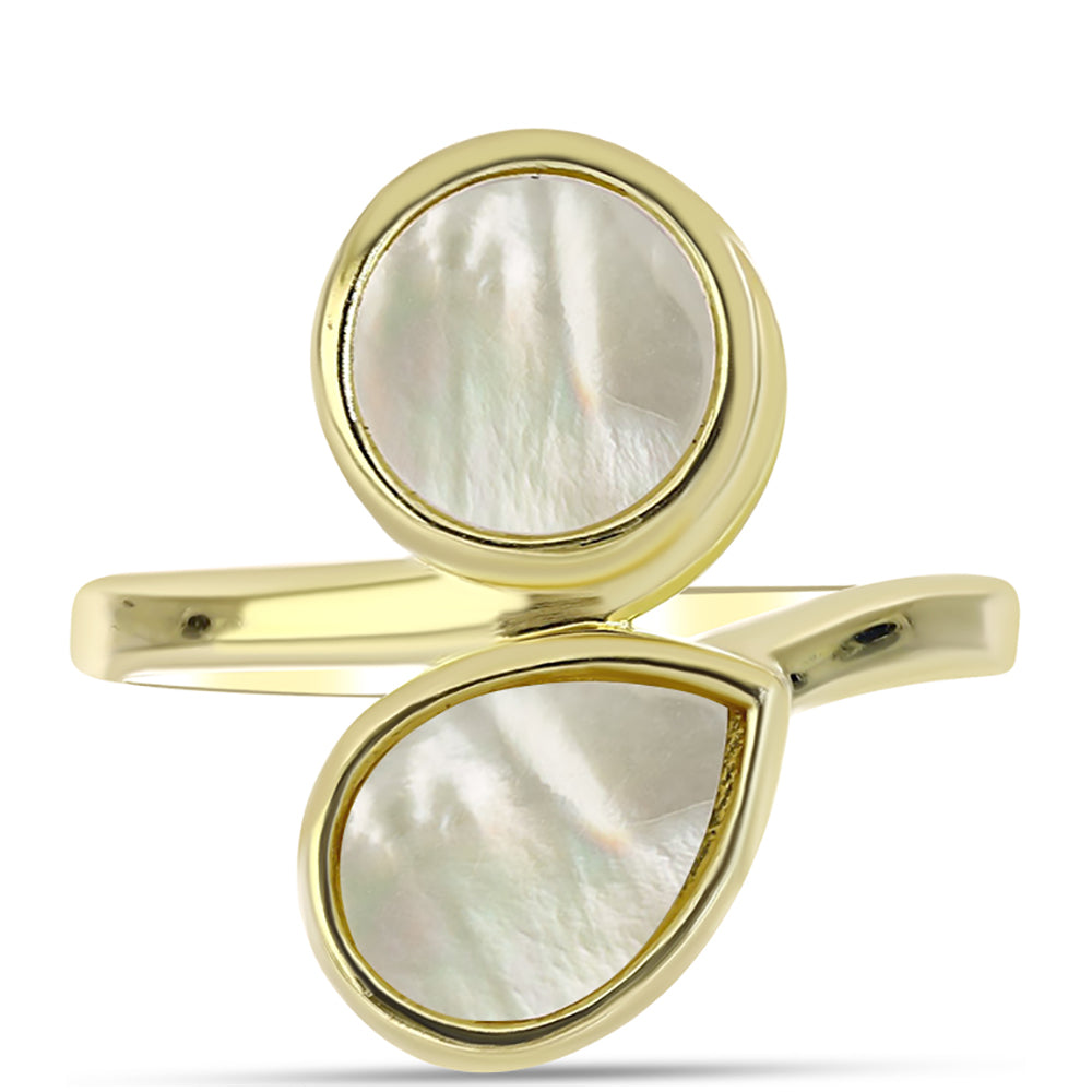 Arannyal Bevont Ezüst Gyűrű Gyöngyházzal 1 