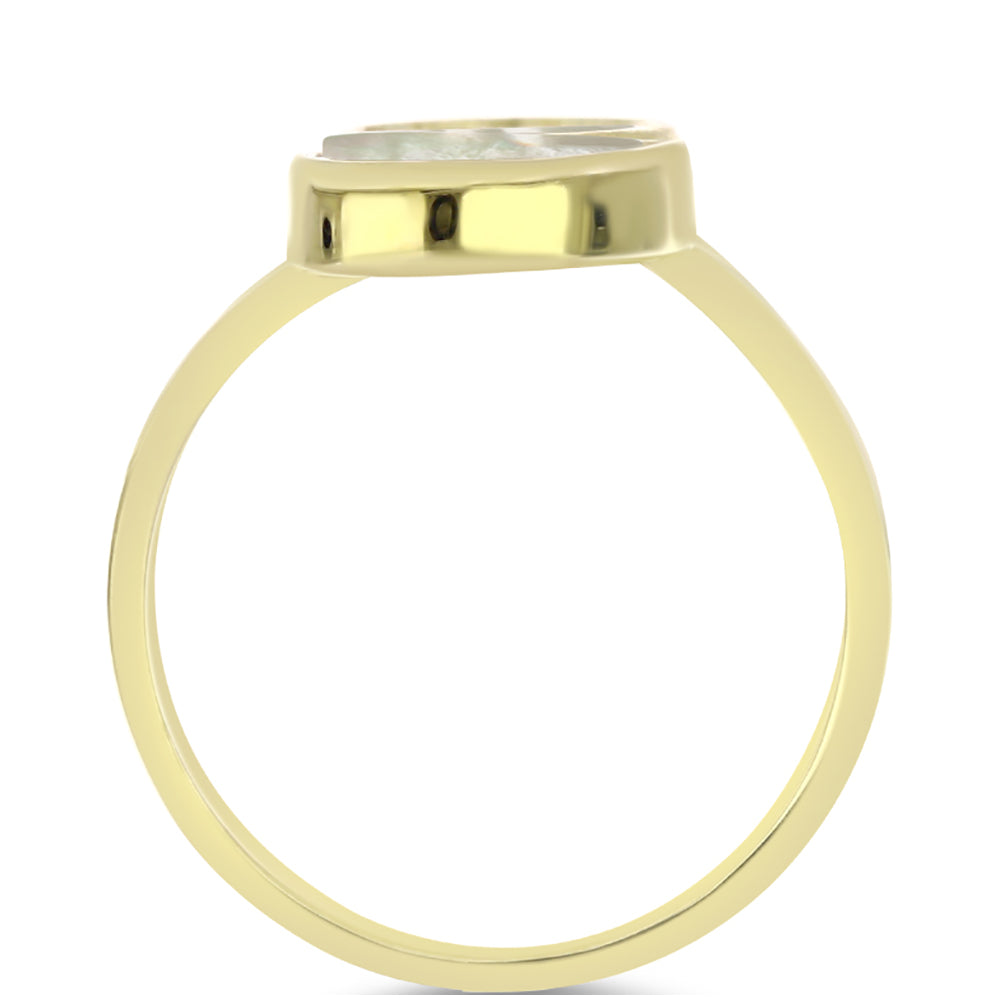 Arannyal Bevont Ezüst Gyűrű Gyöngyházzal