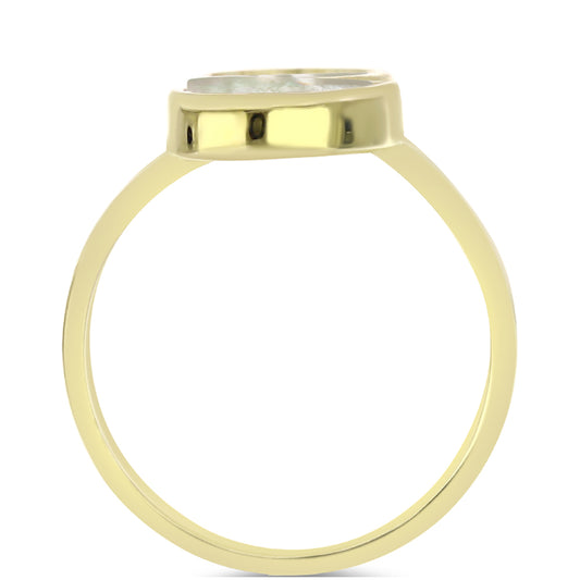 Arannyal Bevont Ezüst Gyűrű Gyöngyházzal