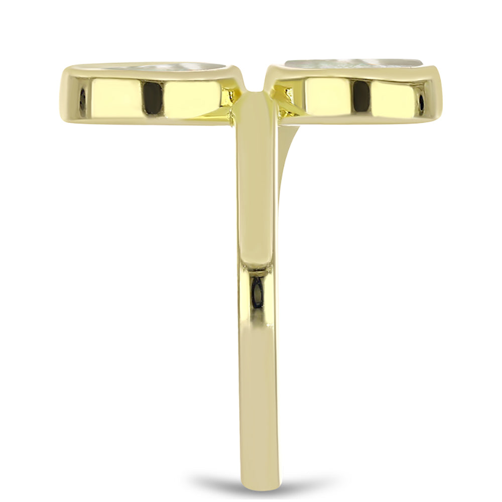 Arannyal Bevont Ezüst Gyűrű Gyöngyházzal 4 