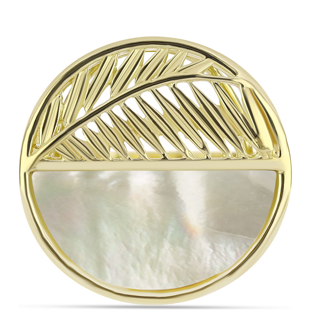 Arannyal Bevont Ezüst Gyűrű Gyöngyházzal 1 