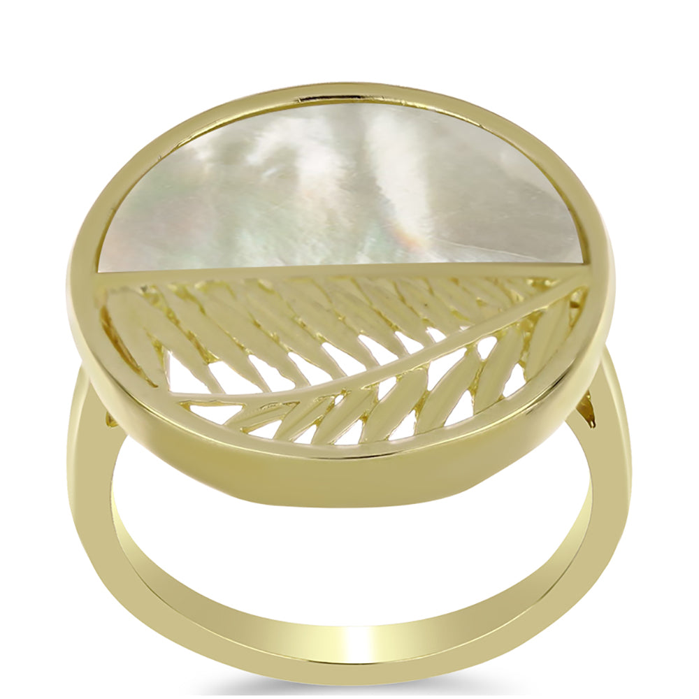 Arannyal Bevont Ezüst Gyűrű Gyöngyházzal