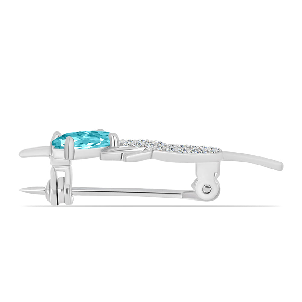 Ezüst Bross Paraiba Kvarccal és Fehér Topázzal