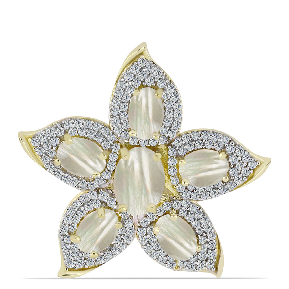 Arannyal Bevont Ezüst Bross Gyöngyházzal 1 