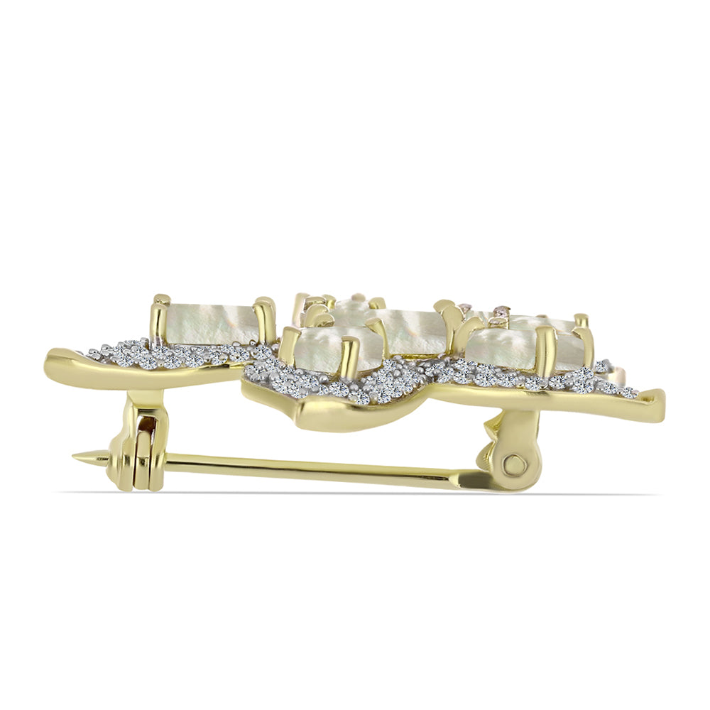 Arannyal Bevont Ezüst Bross Gyöngyházzal 2 