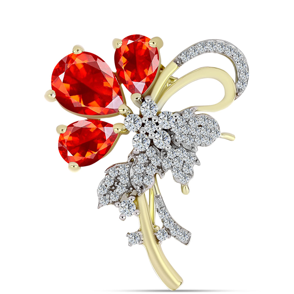 Arannyal Bevont Ezüst Bross Etiópiai Vörös Opállal és Fehér Topázzal 1 