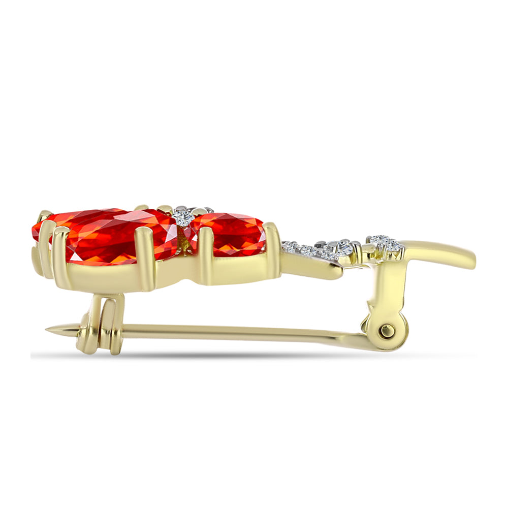 Arannyal Bevont Ezüst Bross Etiópiai Vörös Opállal és Fehér Topázzal 2 