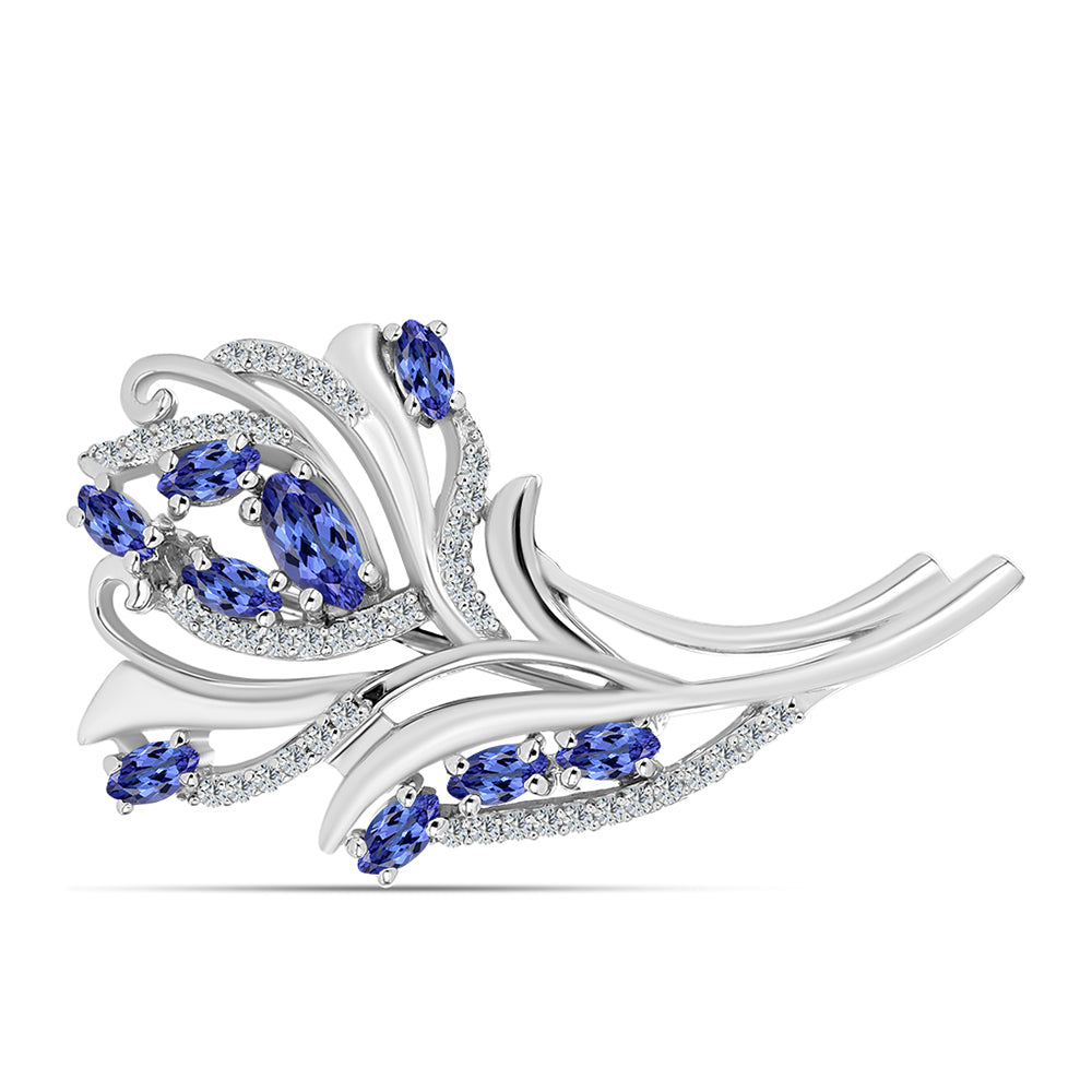 Ezüst Bross "AAA" Osztályú Tanzanittal 1 