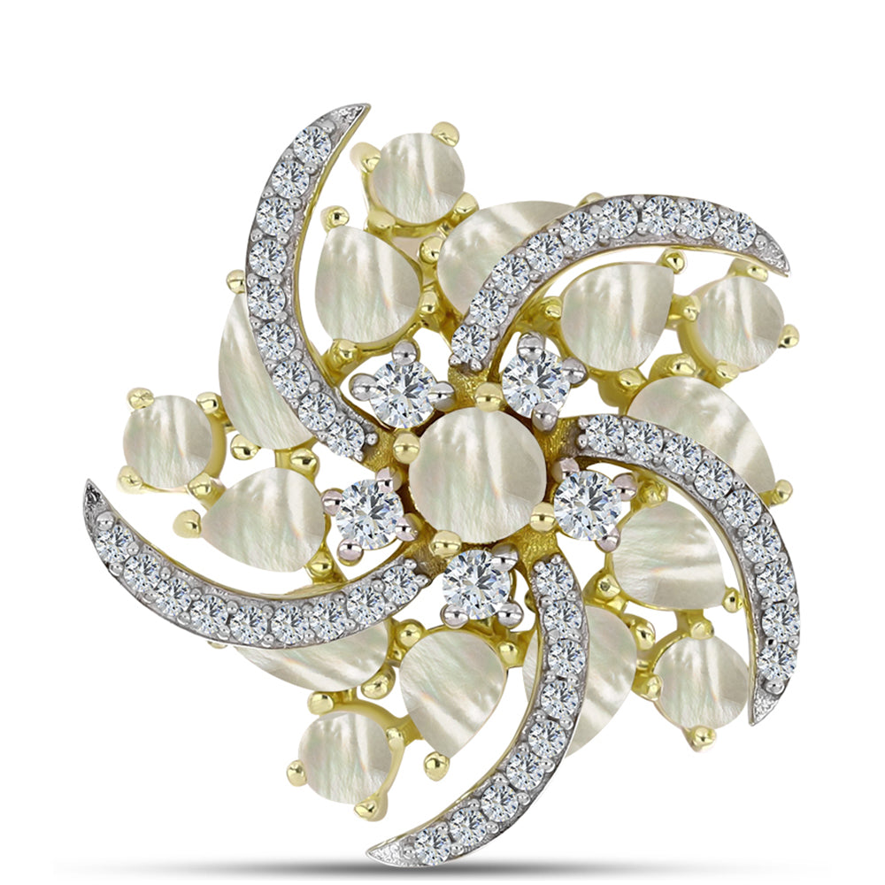 Arannyal Bevont Ezüst Bross Gyöngyházzal