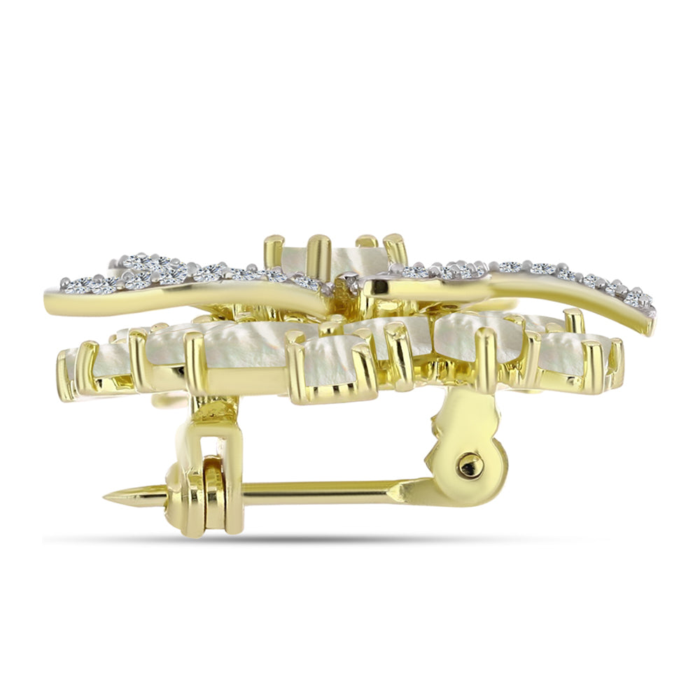 Arannyal Bevont Ezüst Bross Gyöngyházzal 2 