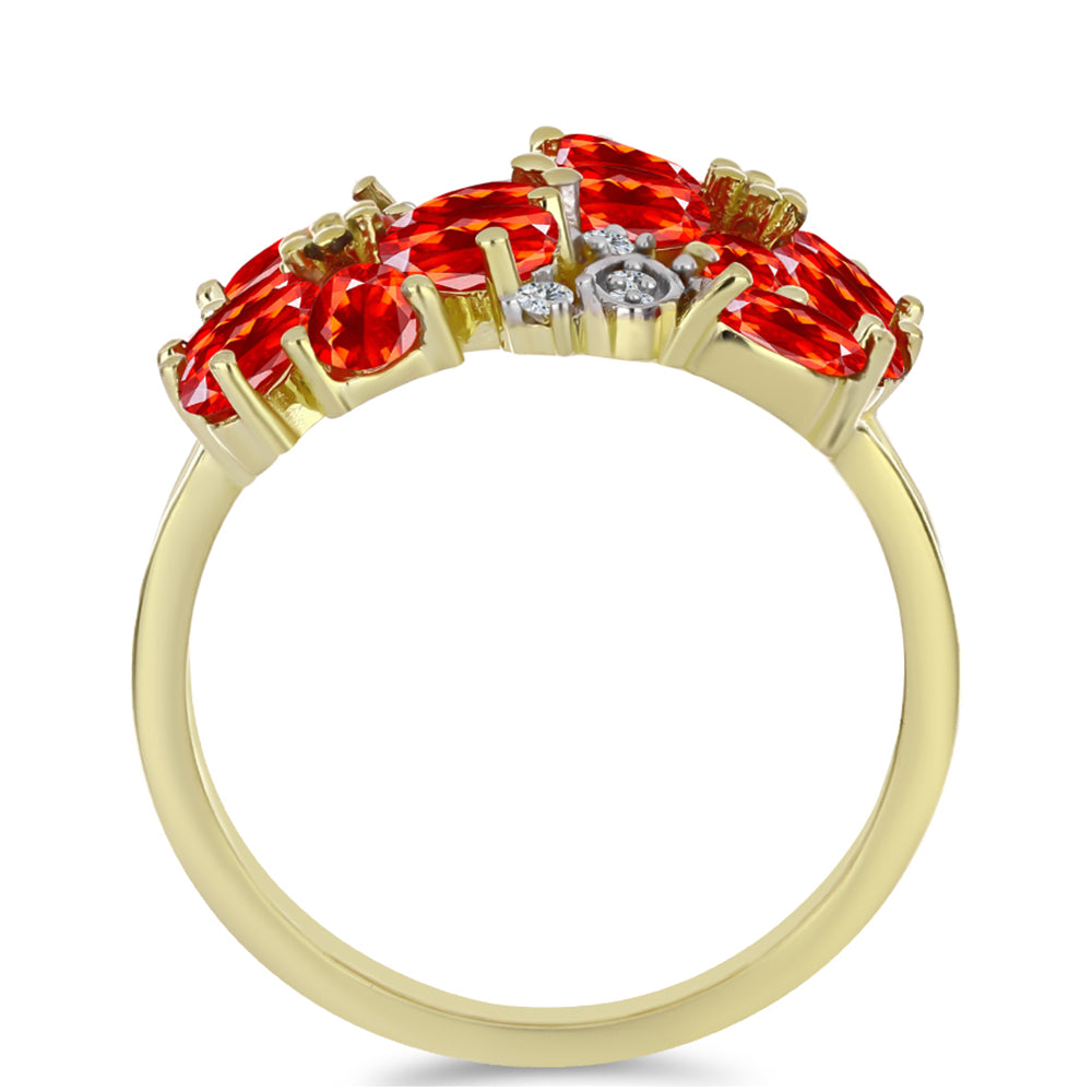 Arannyal Bevont Ezüst Gyűrű Etiópiai Vörös Opállal és Fehér Topázzal 2 