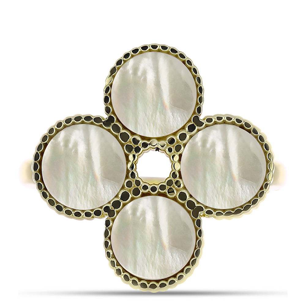 Arannyal Bevont Ezüst Gyűrű Gyöngyházzal 1 