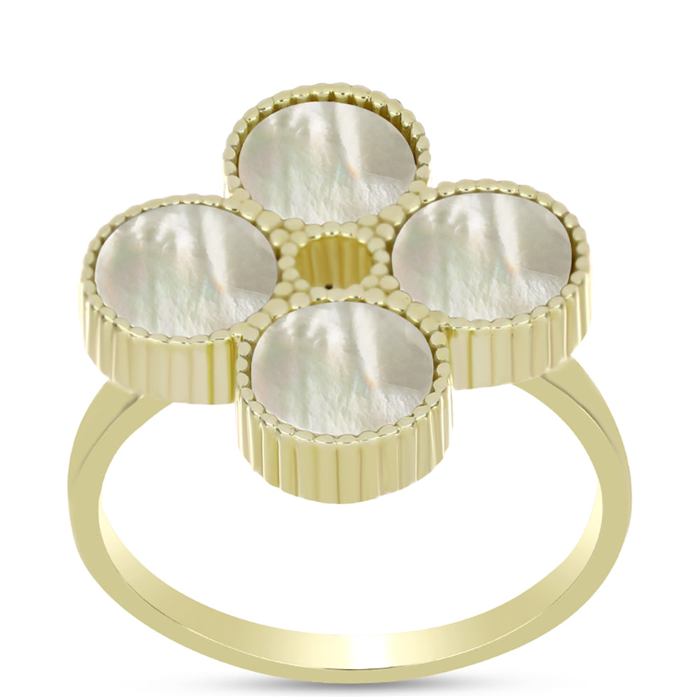 Arannyal Bevont Ezüst Gyűrű Gyöngyházzal 3 