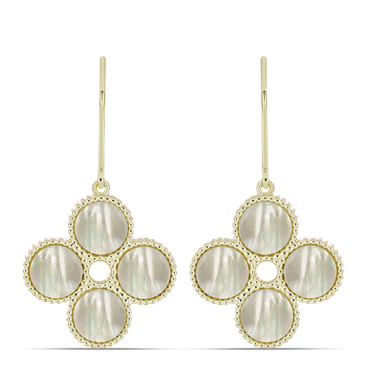 Arannyal Bevont Ezüst Fülbevaló Gyöngyházzal