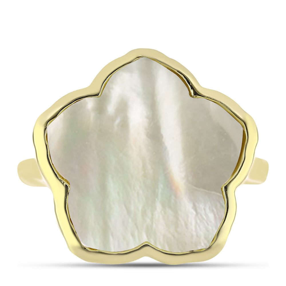 Arannyal Bevont Ezüst Gyűrű Gyöngyházzal 1 