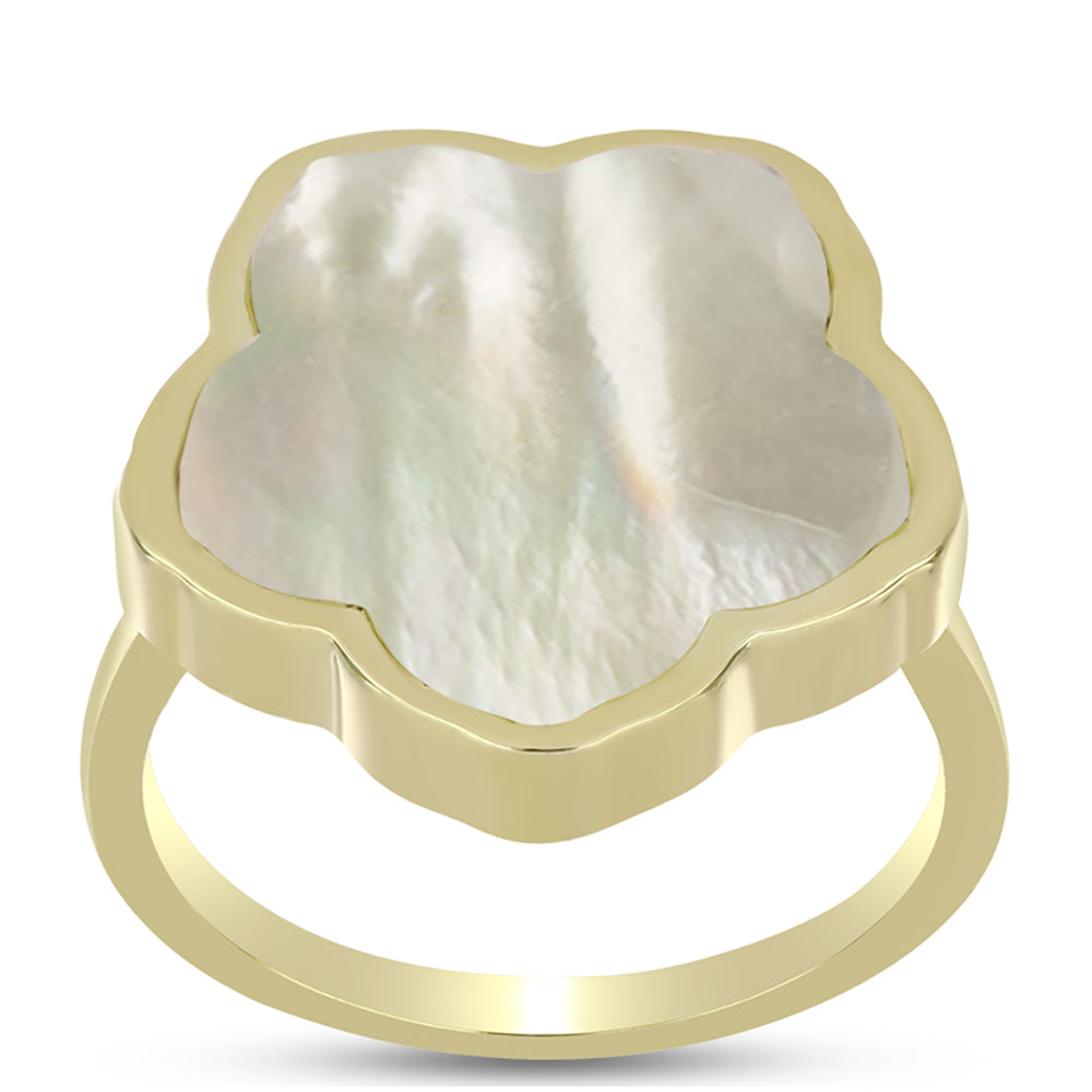 Arannyal Bevont Ezüst Gyűrű Gyöngyházzal