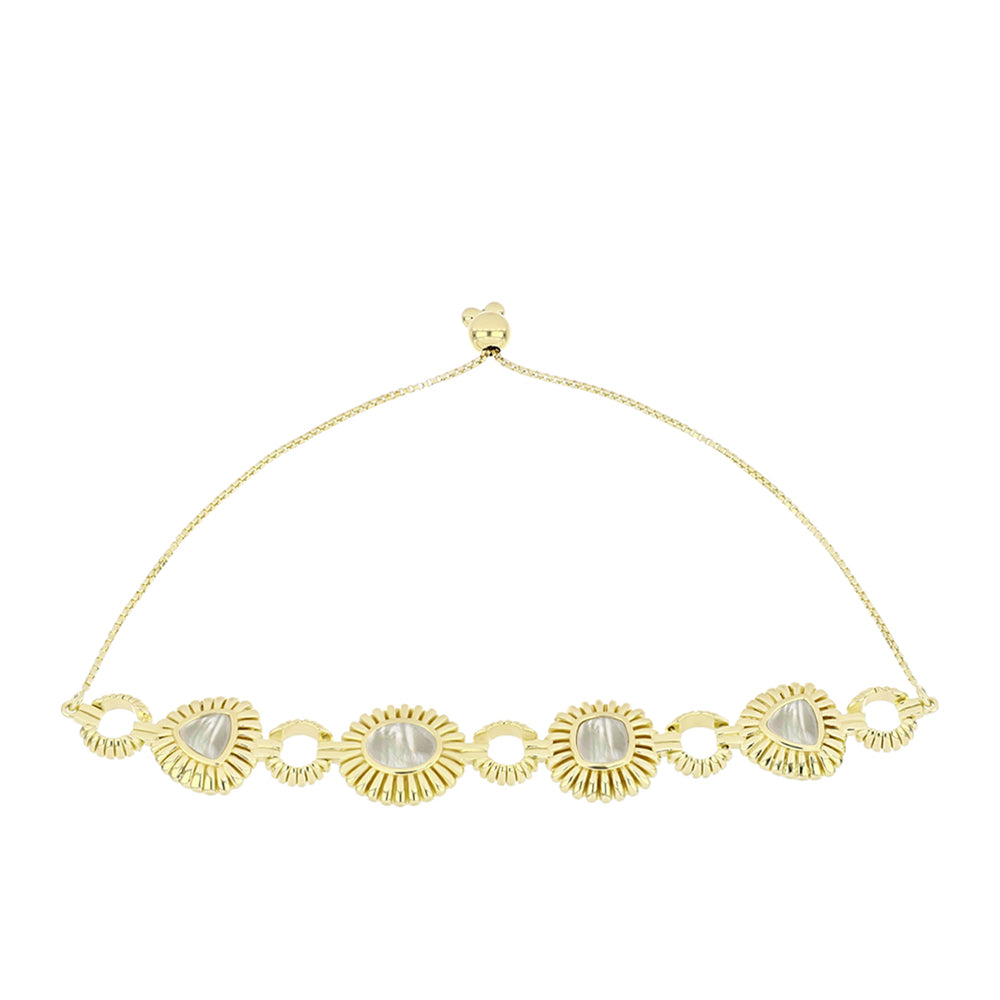 Arannyal Bevont Ezüst Karkötő Gyöngyházzal