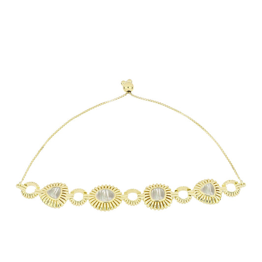 Arannyal Bevont Ezüst Karkötő Gyöngyházzal