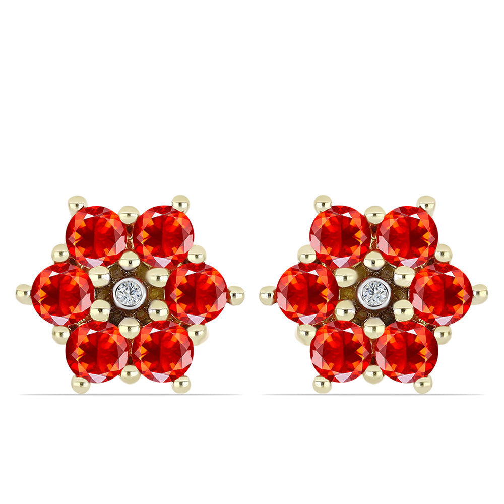 Arannyal Bevont Ezüst Fülbevaló Etiópiai Vörös Opállal és Fehér Topázzal 1 
