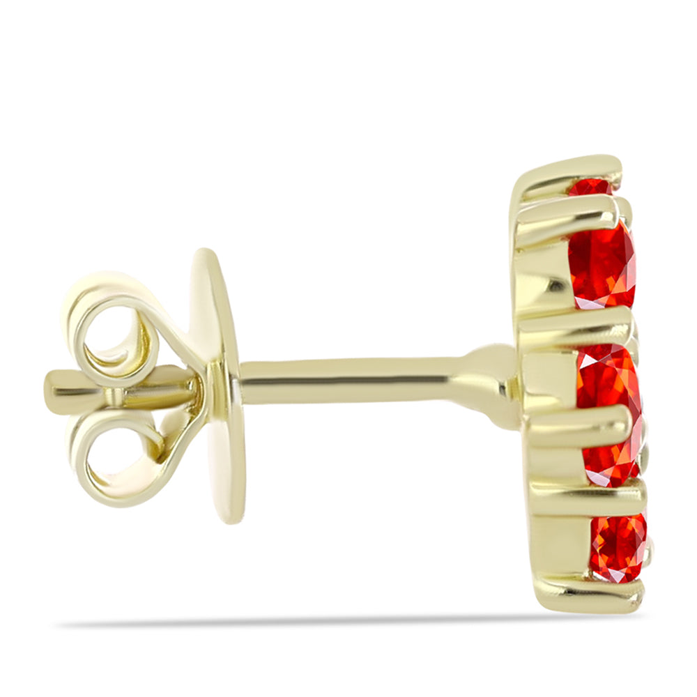 Arannyal Bevont Ezüst Fülbevaló Etiópiai Vörös Opállal és Fehér Topázzal